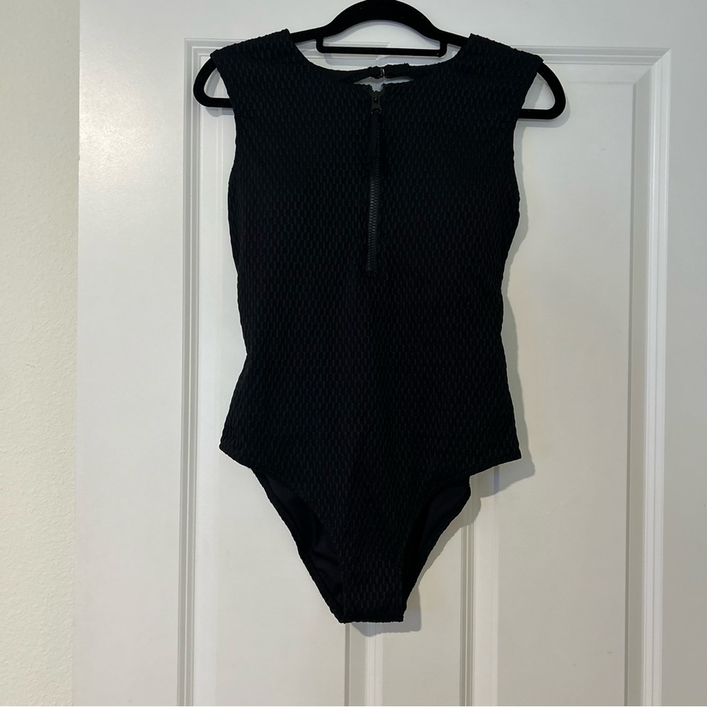 Anthropologie black zippered swimsuit